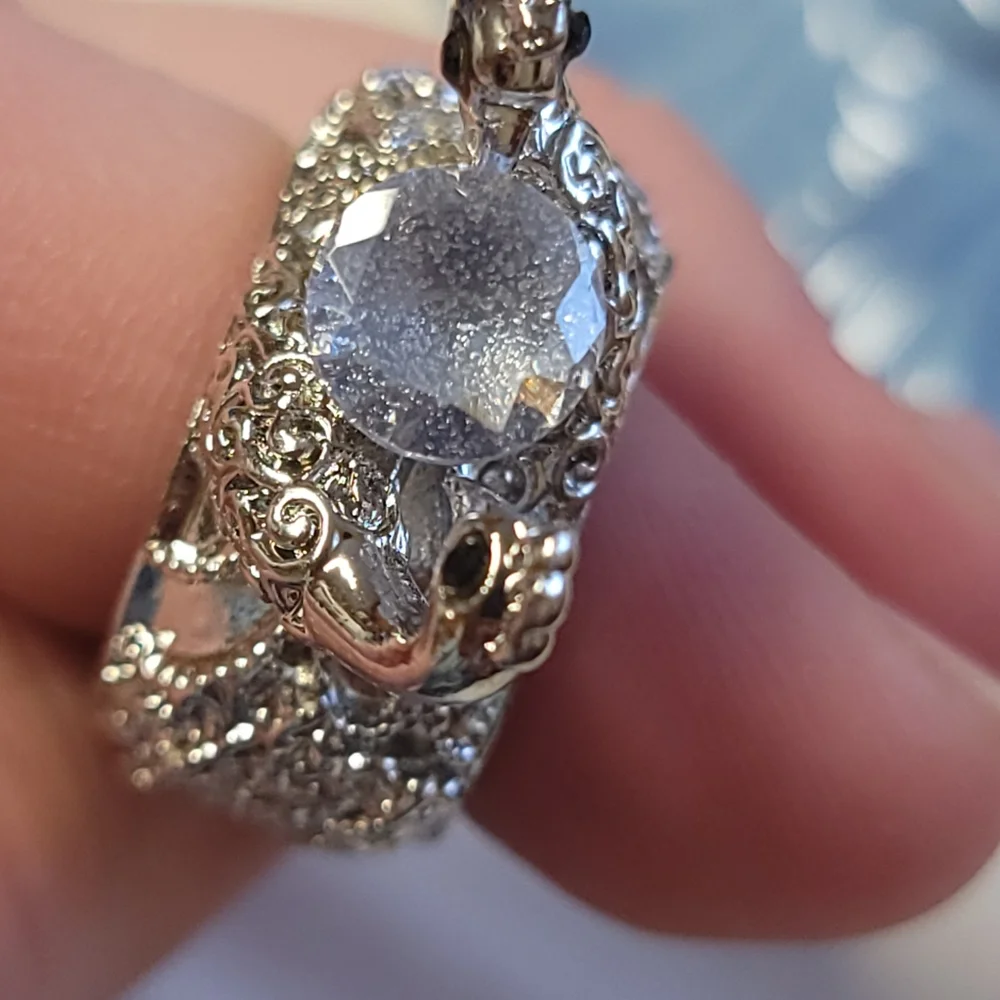 Double Peacock Ring Two Tone Cocktail